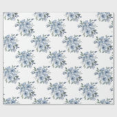Elegant Dusty Blue Floral Geschenkpapier (Flach)