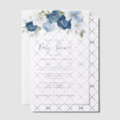 Elegant Dusty Blue Floral Girl Baby Shower Pergament Einladungen (Versetzt (Einladung))