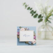 Elegant Dusty Blue Floral Gold Frame Rose Garden Quadratische Visitenkarte (Stehend Vorderseite)