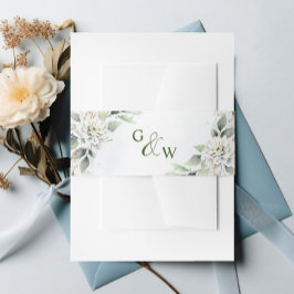 Elegant Dusty Blue Floral Greenerity Wedding Einladungsbanderole