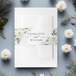 Elegant Dusty Blue Floral Greenerity Wedding Einladungsbanderole