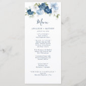 Elegant Dusty Blue Floral Greenerity Wedding Menükarte (Vorderseite)