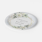 Elegant Dusty Blue Floral Greenerity Wedding Pappteller (Schrägansicht)
