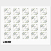 Elegant Dusty Blue Floral Greenerity Wedding Quadratischer Aufkleber (Blatt)