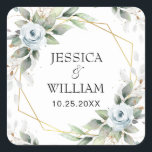 Elegant Dusty Blue Floral Greenerity Wedding Quadratischer Aufkleber<br><div class="desc">Eukalyptus Greenery Brautparty Klassischer Rundsticker. Für weitere Anpassungen klicken Sie bitte auf den Link "Weiter anpassen" und verwenden Sie unser Tool,  um diese Vorlage zu bearbeiten. Wenn Sie Hilfe benötigen,  kontaktieren Sie mich bitte.</div>