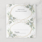 Elegant Dusty Blue Floral Greenerity Wedding Table Platzkarte (Außenseite Aufgefaltet)