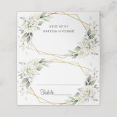 Elegant Dusty Blue Floral Greenerity Wedding Table Platzkarte (Außenseite Aufgefaltet)