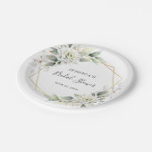 Elegant Dusty Blue Floral Greenery Brautparty Pappteller (Schrägansicht)