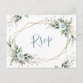 Elegant Dusty Blue Floral Greenery UAWG Postkarte