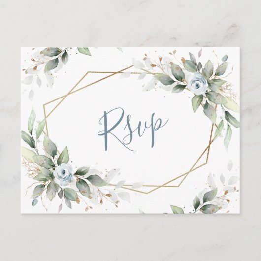 Elegant Dusty Blue Floral Greenery UAWG Postkarte (Vorderseite)