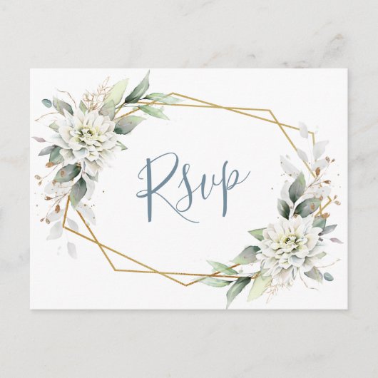 Elegant Dusty Blue Floral Greenery UAWG Postkarte (Vorderseite)