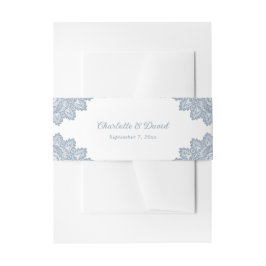 Elegant Dusty Blue Floral Lace Wedding Einladungsbanderole