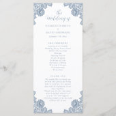 Elegant Dusty Blue Floral Lace Wedding Programm (Vorderseite)