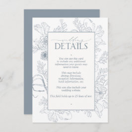 Elegant Dusty Blue Floral Line Details zur Hochzei Begleitkarte
