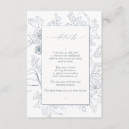 Elegant Dusty Blue Floral Line Details zur Hochzei Begleitkarte