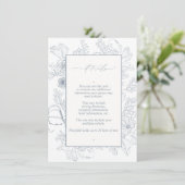 Elegant Dusty Blue Floral Line Details zur Hochzei Begleitkarte (Stehend Vorderseite)