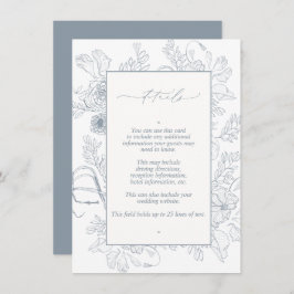 Elegant Dusty Blue Floral Line Details zur Hochzei Begleitkarte