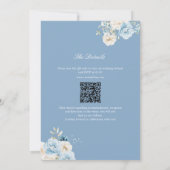 Elegant Dusty Blue Floral Monogram Wappen Wedding Einladung (Rückseite)