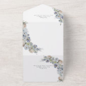 Elegant Dusty Blue Floral QR Code All In One Einladung (Außenbereich)