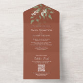 Elegant Dusty Blue Floral QR Code Hochzeitbudget All In One Einladung (Innen Boden)