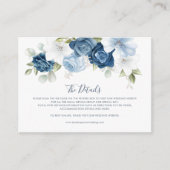 Elegant Dusty Blue Floral QR Code Hochzeitdetails Begleitkarte (Vorderseite)