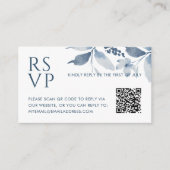 Elegant Dusty Blue Floral QR Code UAWG Wedding Begleitkarte (Vorderseite)