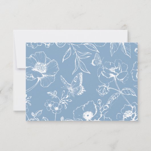 Elegant Dusty Blue Floral QR Code Wedding RSVP  (Rückseite)