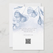 Elegant Dusty Blue Floral QR UAWG Wedding Einladung (Rückseite)