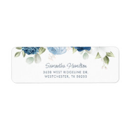 Elegant Dusty Blue Floral Rücksendeadresse