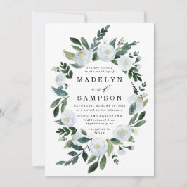 Elegant Dusty Blue Floral Rustic Garden Wedding Einladung