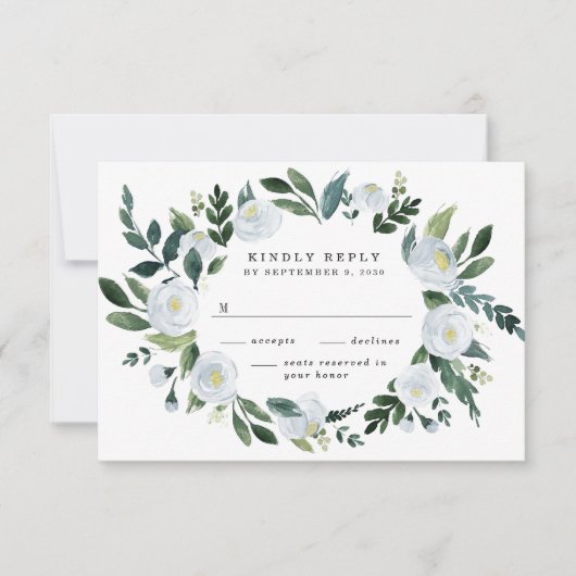 Elegant Dusty Blue Floral Rustic Garden Wedding RSVP Karte (Vorderseite)