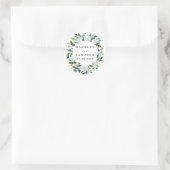 Elegant Dusty Blue Floral Rustic Garden Wedding Runder Aufkleber (Tasche)