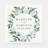 Elegant Dusty Blue Floral Rustic Garden Wedding Serviette (Vorderseite)