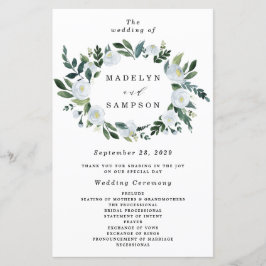 Elegant Dusty Blue Floral Rustic Wedding Programs
