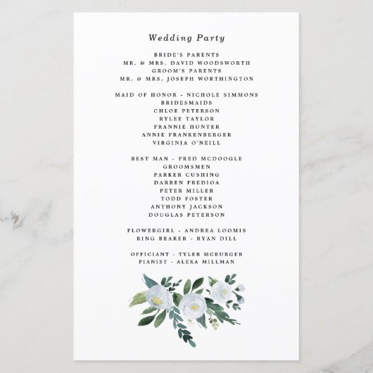 Elegant Dusty Blue Floral Rustic Wedding Programs (Rückseite)