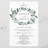 Elegant Dusty Blue Floral Rustic Wedding Programs (Vorderseite)