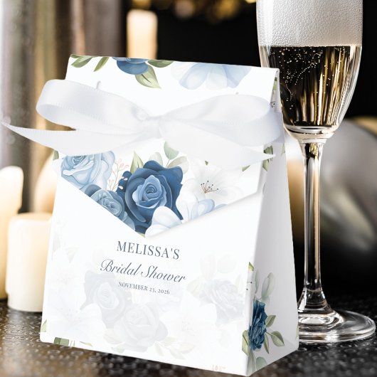 Elegant Dusty Blue Floral Rustikales Brautparty Geschenkschachtel