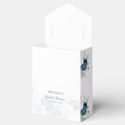 Elegant Dusty Blue Floral Rustikales Brautparty Geschenkschachtel (Geöffnet)