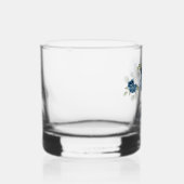 Elegant Dusty Blue Floral Script Brautparty Whiskyglas (Rechts)