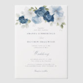 Elegant Dusty Blue Floral Script Wedding Pergament Einladungen (Vorderseite)