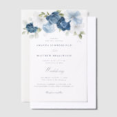 Elegant Dusty Blue Floral Script Wedding Pergament Einladungen (Versetzt)