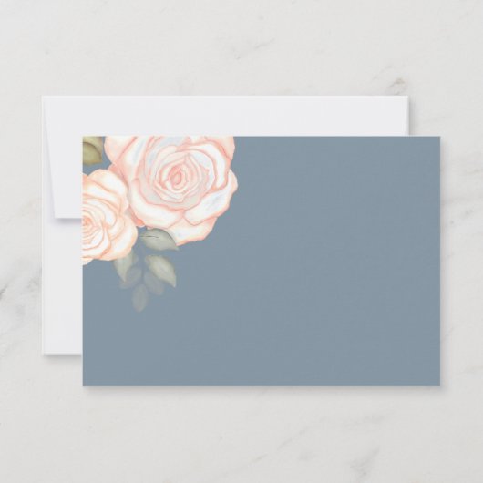 Elegant Dusty Blue Floral Simple Response RSVP Karte (Rückseite)