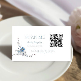 Elegant Dusty Blue Floral Spring Bloom Wedding Begleitkarte