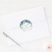 Elegant Dusty Blue Floral Square Hochzeit Runder Aufkleber (Umschlag)