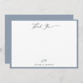 Elegant Dusty Blue Floral Vielen Dank Mitteilungskarte (Vorne/Hinten)