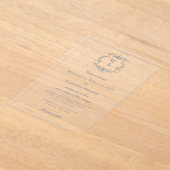 Elegant Dusty Blue Floral Wappen Monogram Wedding Acryleinladungen (Ablage )