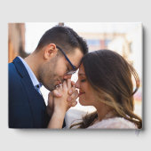 Elegant Dusty Blue Floral Wappen Monogram Wedding Gästebuch (Rückseite)