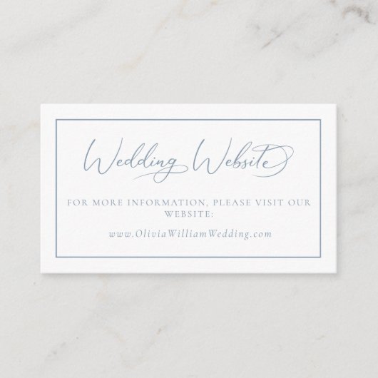 Elegant Dusty Blue Floral Wappen Wedding Website Begleitkarte (Vorderseite)