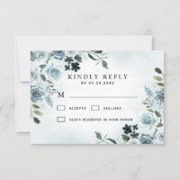 Elegant Dusty Blue Floral Watercolor Navy Hochzeit