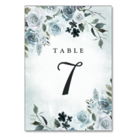 Elegant Dusty Blue Floral Watercolor Navy Hochzeit